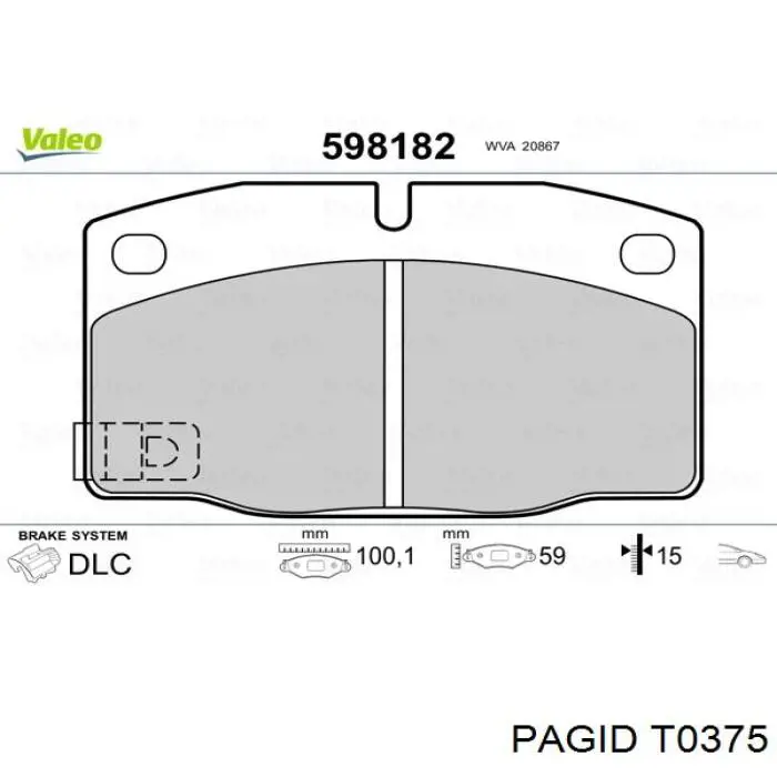 Тормозні колодки HELLA-PAGID T0375