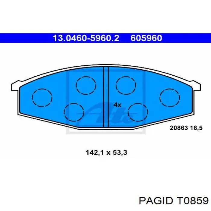 Купити T0859 HELLA-PAGID Колодки гальмівні передні, дискові