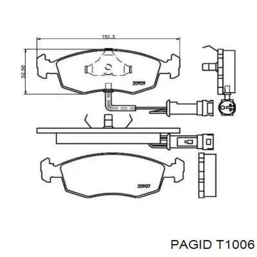 Передні тормозні колодки T1006 HELLA-PAGID
