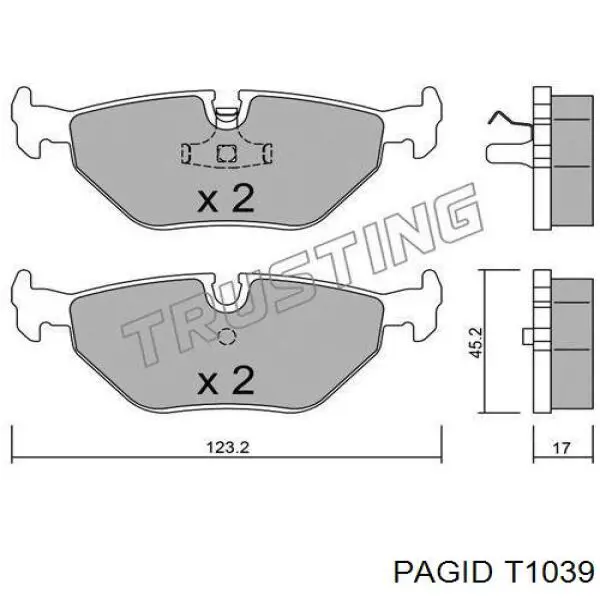 Задні гальмівні колодки T1039 HELLA-PAGID