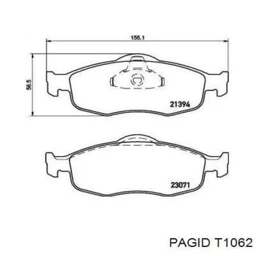 T1062 HELLA-PAGID Передні гальмівні колодки