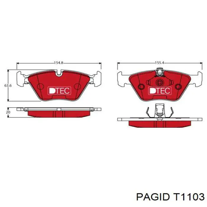 T1103 HELLA-PAGID колодки гальмівні передні, дискові