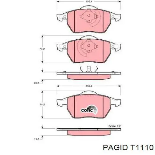 Купити T1110 HELLA-PAGID Колодки гальмівні передні, дискові