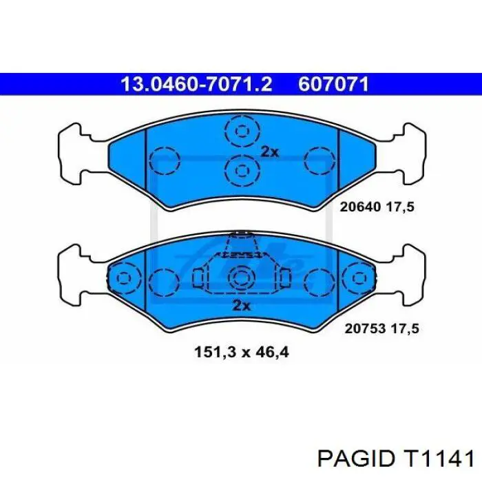 T1141 HELLA-PAGID Передні гальмівні колодки
