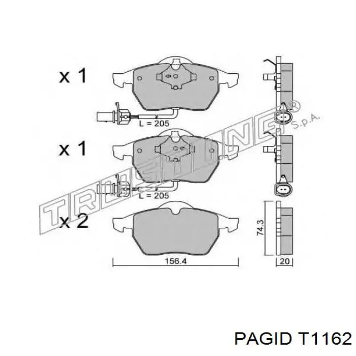 Купити T1162 HELLA-PAGID Колодки гальмівні передні, дискові