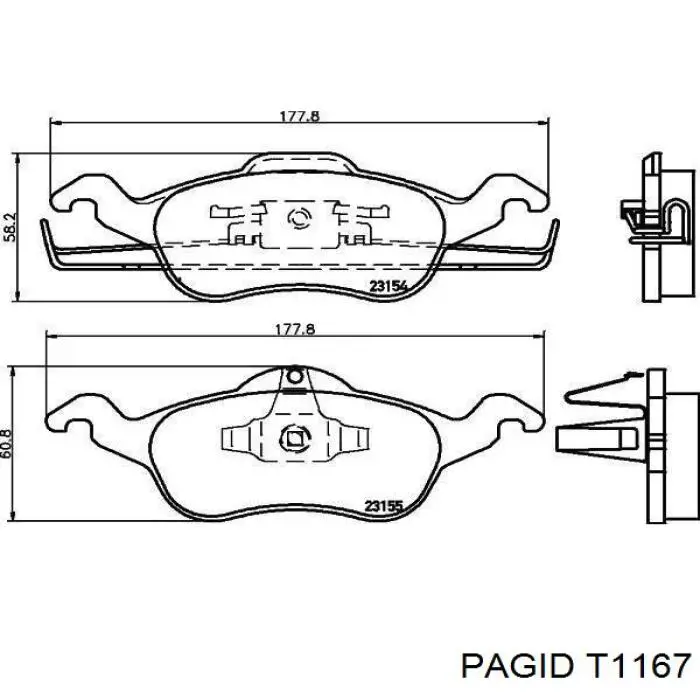 T1167 HELLA-PAGID колодки гальмівні передні, дискові