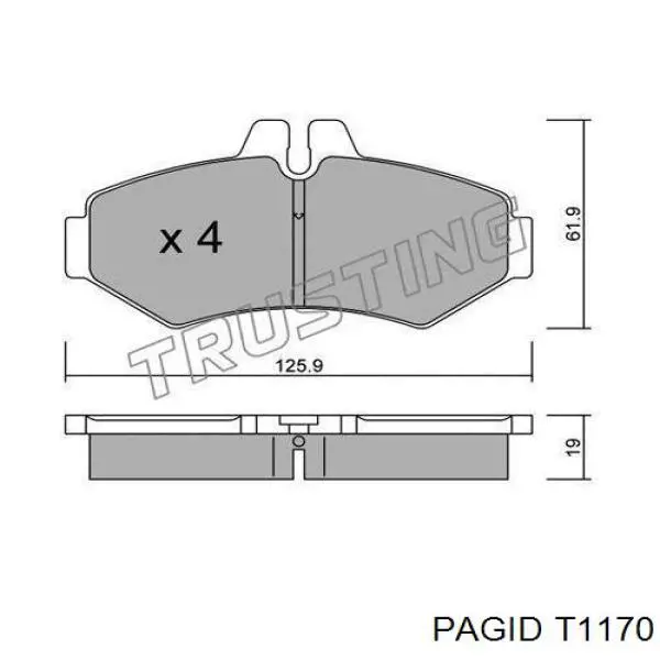 Задні гальмівні колодки HELLA-PAGID T1170 ціна, від 16.53 USD