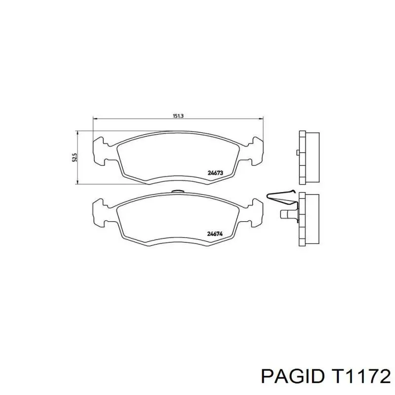 Задні гальмівні колодки T1172 HELLA-PAGID