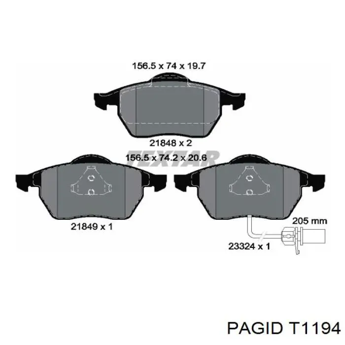 Гальмівні колодки HELLA-PAGID T1194 ціна, від 28.18 USD