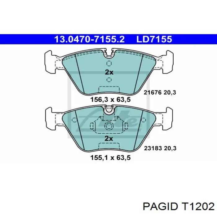 Купити T1202 HELLA-PAGID Колодки гальмівні передні, дискові