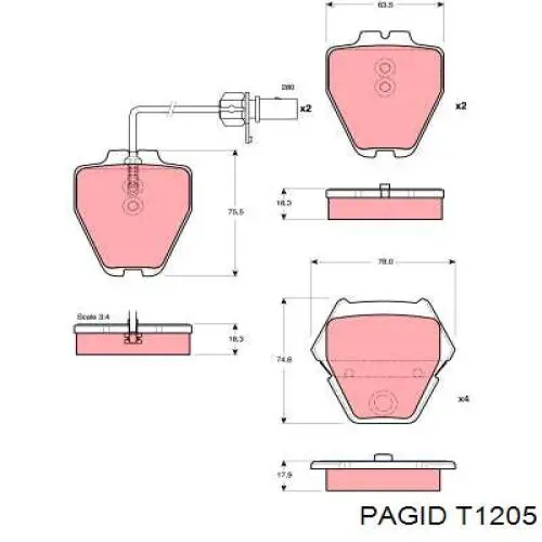 Передні тормозні колодки T1205 HELLA-PAGID