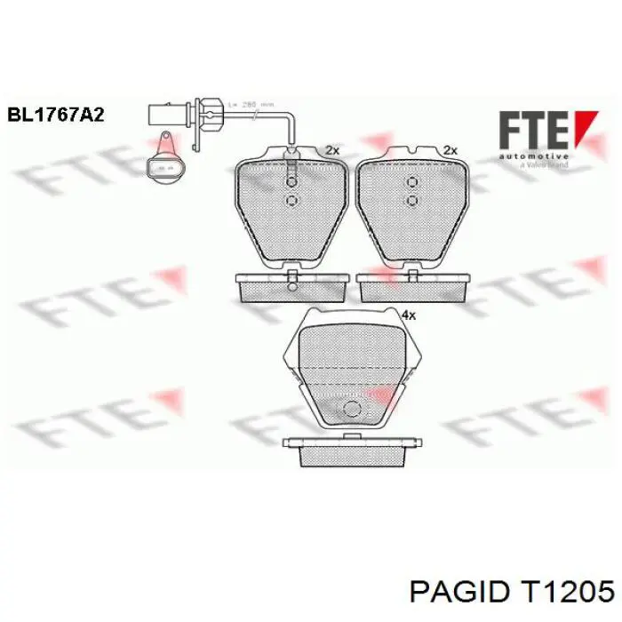 T1205 HELLA-PAGID Передні гальмівні колодки