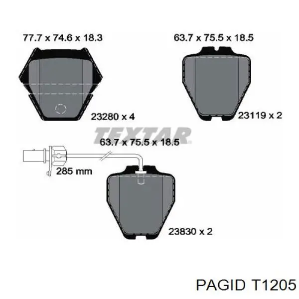T1205 HELLA-PAGID колодки гальмівні передні, дискові