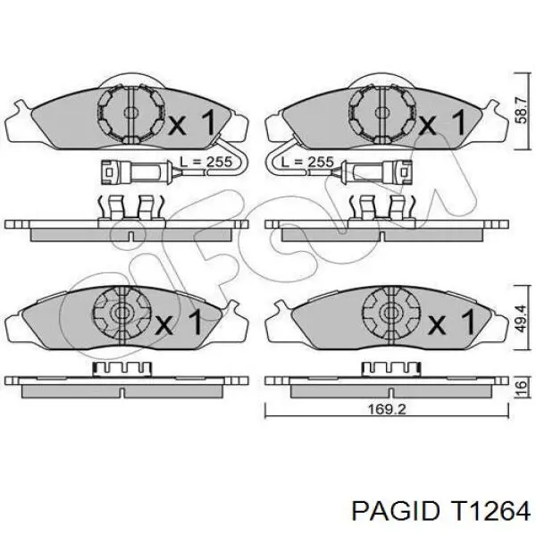 Колодки гальмівні передні, дискові T1264 HELLA-PAGID