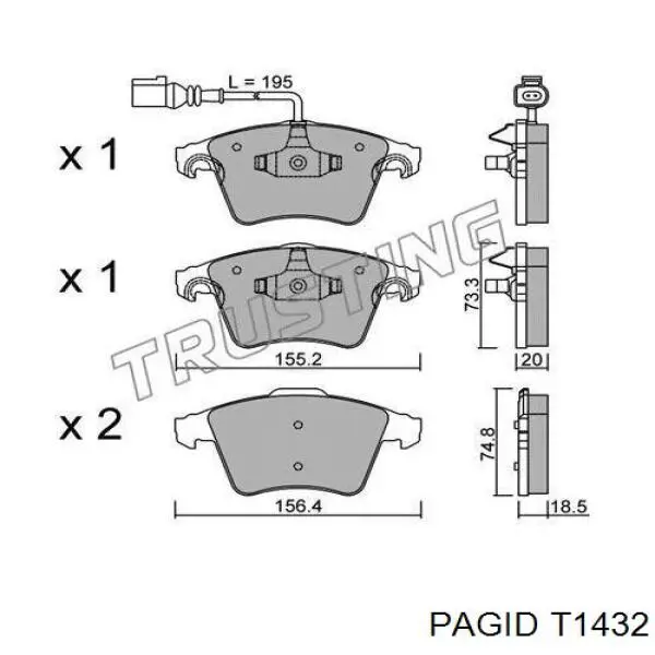 Гальмівні колодки HELLA-PAGID T1432 ціна, від 28.13 USD