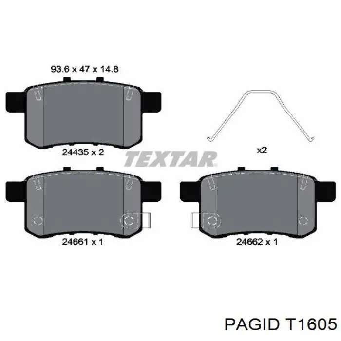 Купити T1605 HELLA-PAGID Колодки гальмівні передні, дискові