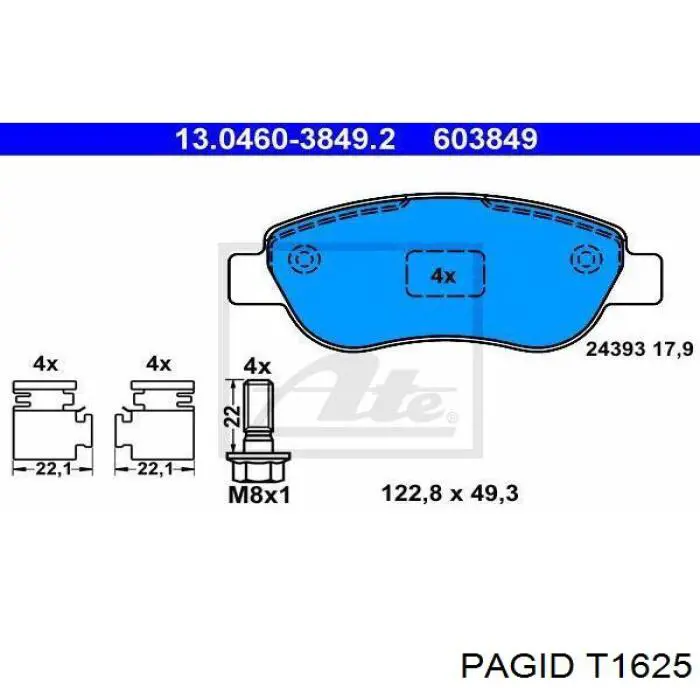 Купити T1625 HELLA-PAGID Колодки гальмівні передні, дискові