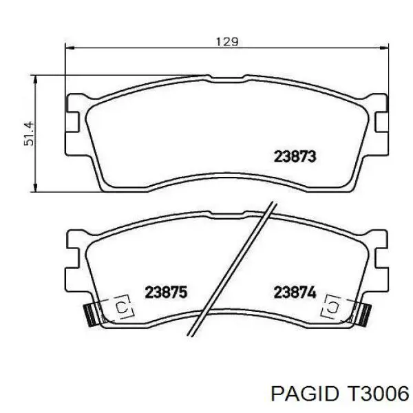 Задні гальмівні колодки T3006 HELLA-PAGID