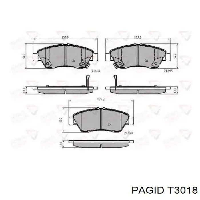 Передні тормозні колодки T3018 HELLA-PAGID