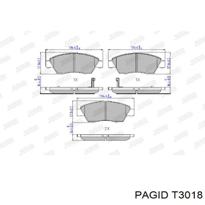 Купити T3018 HELLA-PAGID Колодки гальмівні передні, дискові