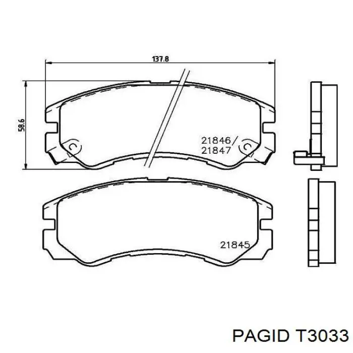 T3033 HELLA-PAGID Передні гальмівні колодки