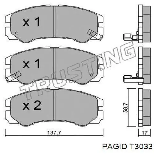 Купити T3033 HELLA-PAGID Колодки гальмівні передні, дискові