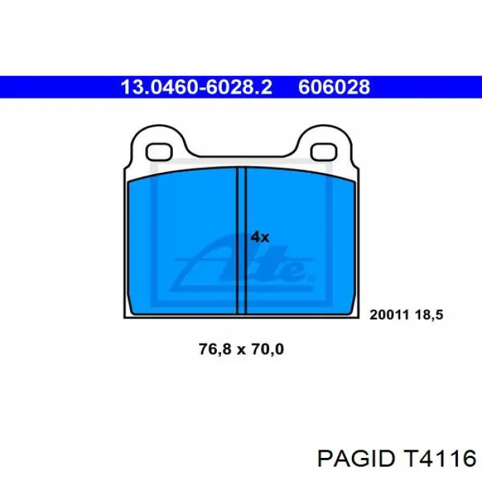 Купити T4116 HELLA-PAGID Колодки гальмівні передні, дискові