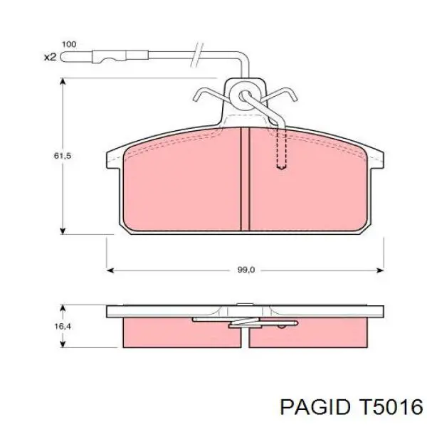 Колодки гальмівні передні, дискові T5016 HELLA-PAGID