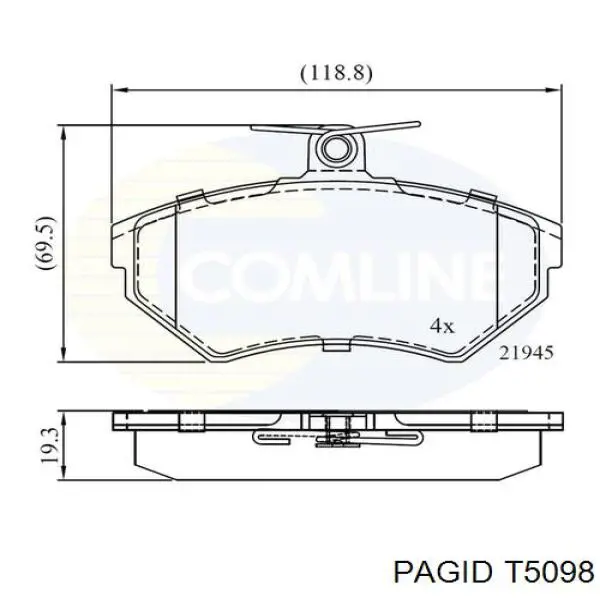 Тормозні колодки HELLA-PAGID T5098