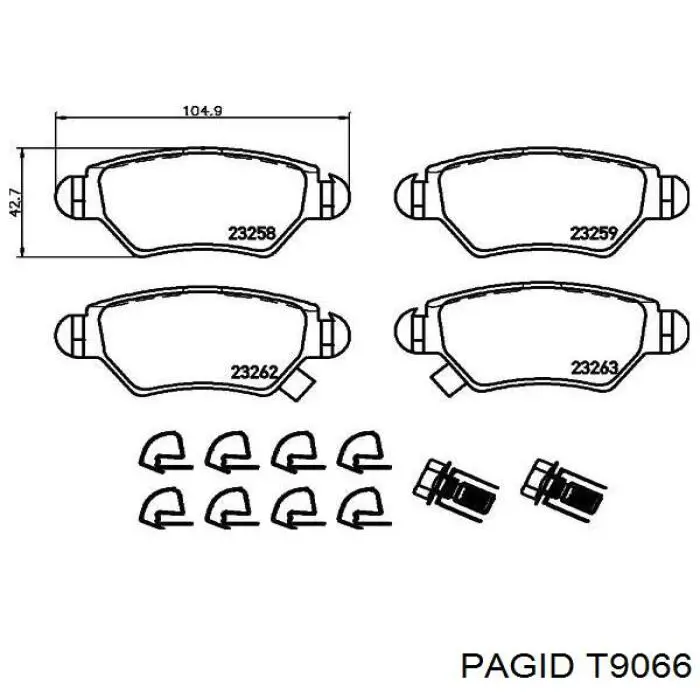 T9066 HELLA-PAGID Колодки гальмівні задні, дискові