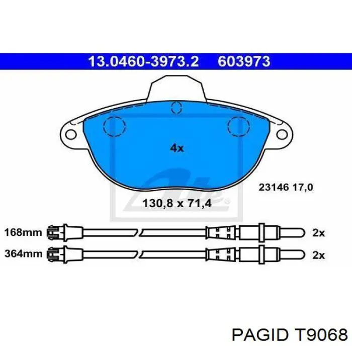 Гальмівні колодки HELLA-PAGID T9068 ціна, від 10.14 USD