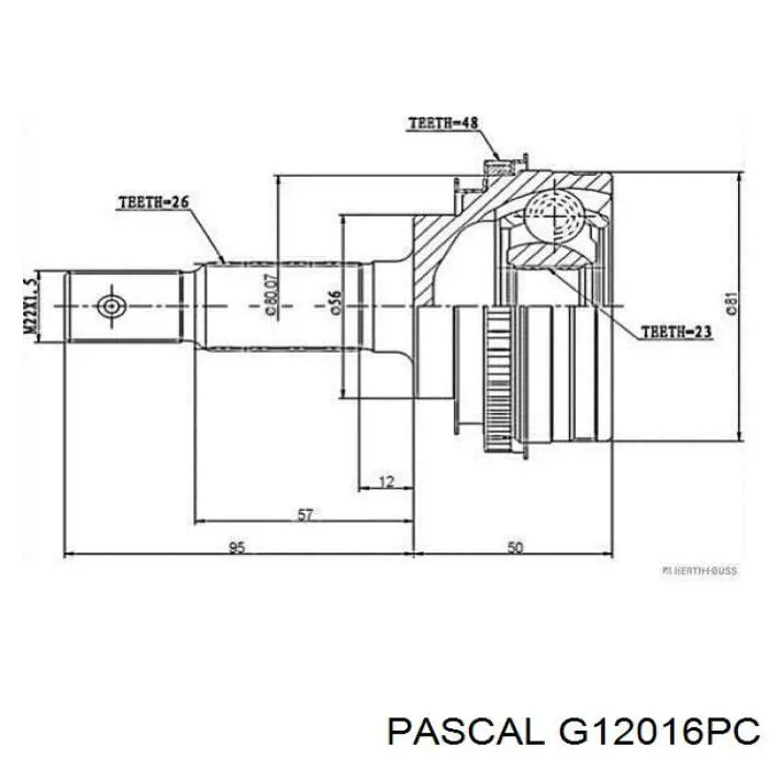 ШРУС зовнішній передній G12016PC Pascal