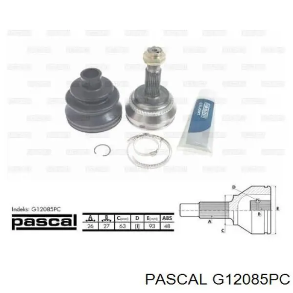 G12085PC Pascal шрус зовнішній передній