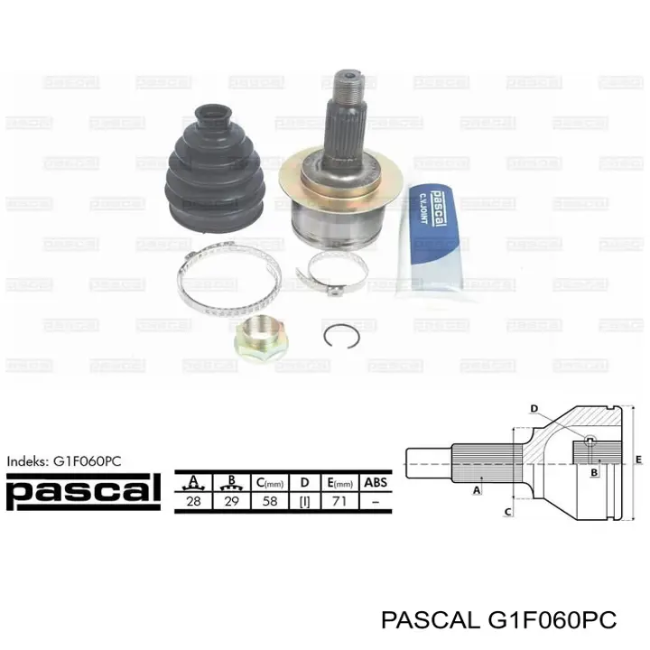 Купити G1F060PC Pascal Шарнір приводу зовнішній