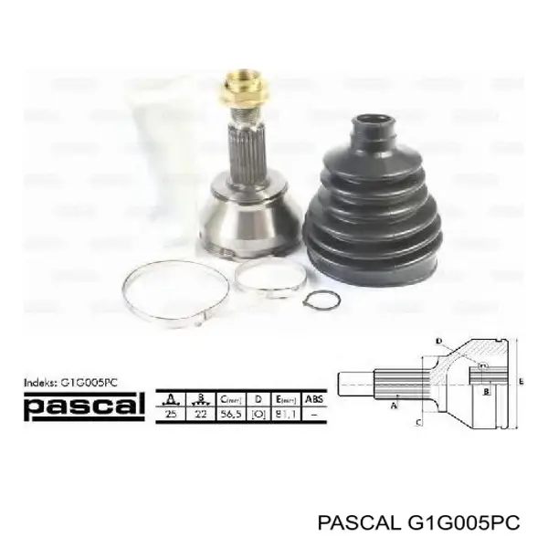ШРУС зовнішній передній G1G005PC Pascal