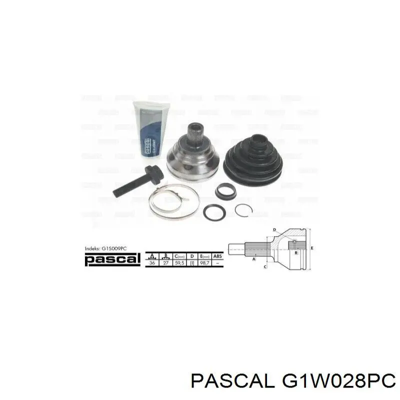 ШРУС зовнішній Pascal G1W028PC