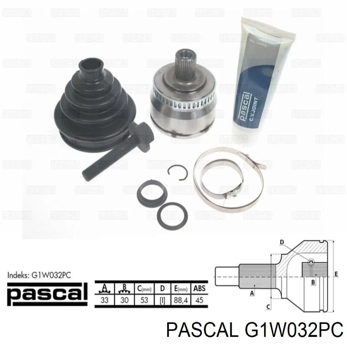 ШРУС зовнішній передній G1W032PC Pascal