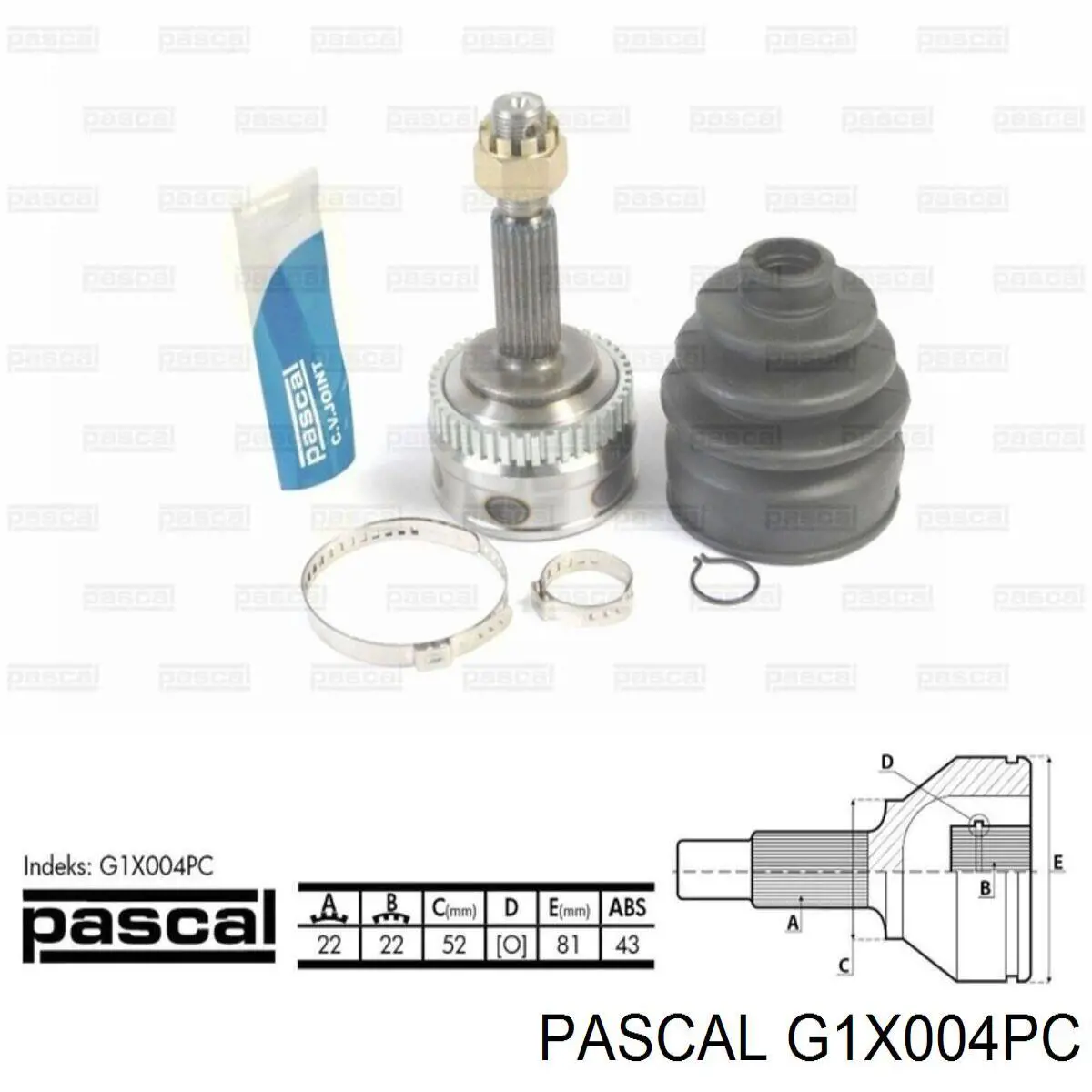 ШРУС зовнішній передній G1X004PC Pascal