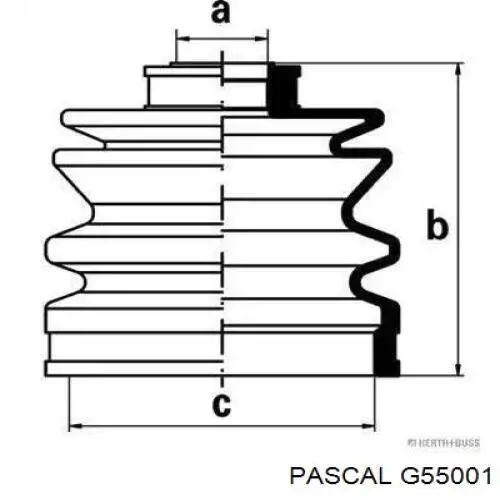 Пильник ШРУСа зовнішній, передній піввісі G55001 Pascal