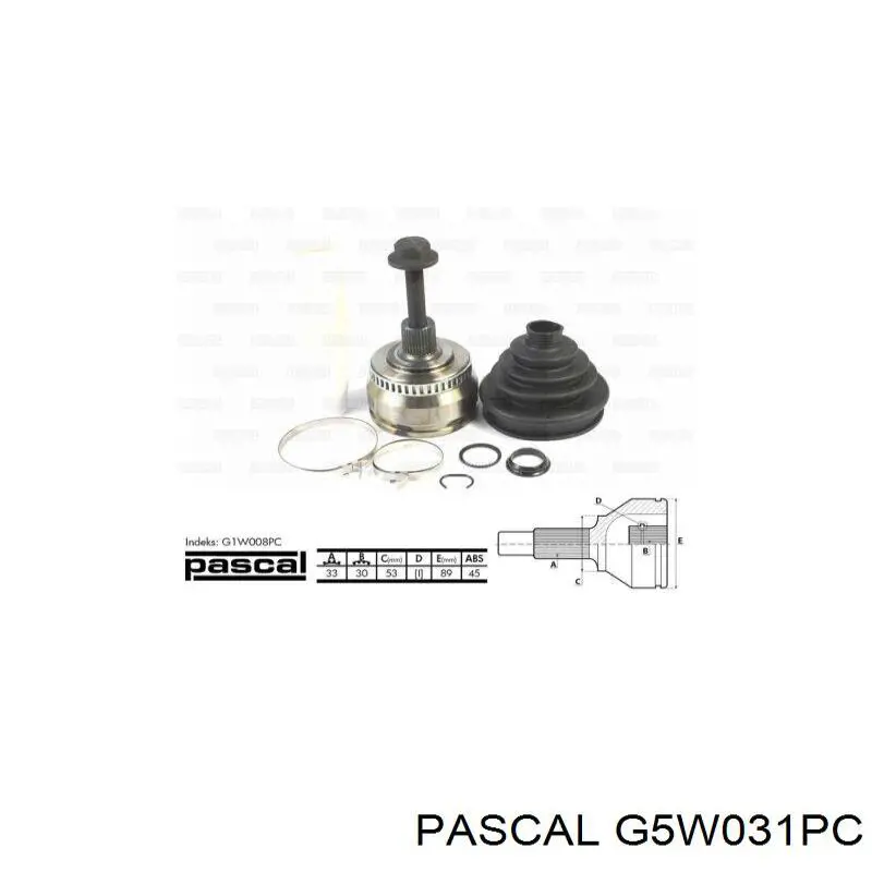 Пильник ШРКШа зовнішній, задньої піввісі G5W031PC Pascal