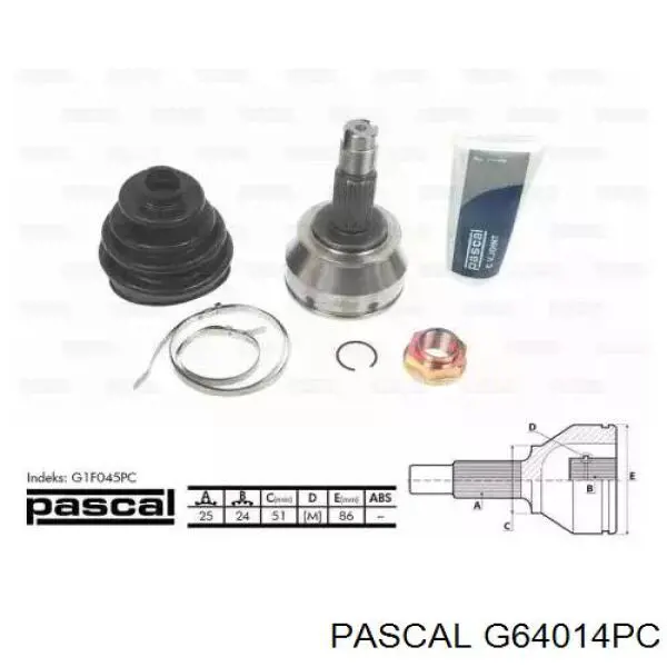 Купити G64014PC Pascal Пильник шарніра кутових швидкостей внутрішній передній