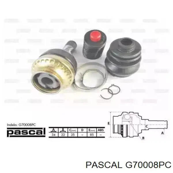 G70008PC Pascal ШРУС внутрішній, передній (Число шлицов (внутри): 22; Число шлицов (снаружи): 34)