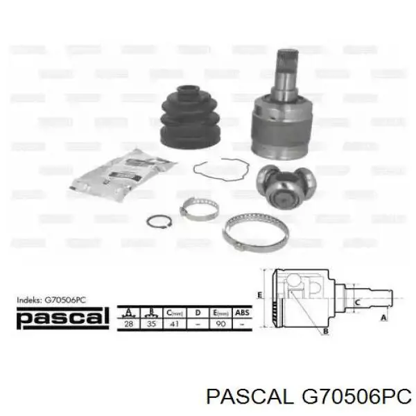 ШРУС внутрішній, передній, лівий G70506PC Pascal