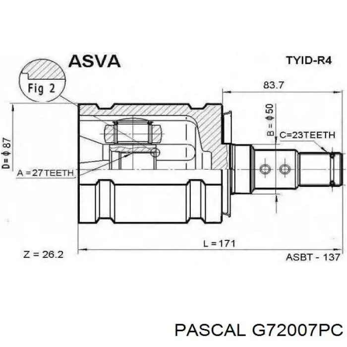 Купити G72007PC Pascal Граната внутрішня, передня, ліва
