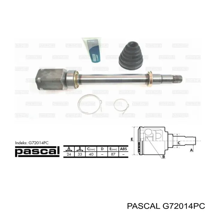 ШРУС внутрішній, передній, правий Pascal G72014PC