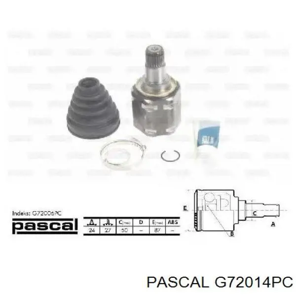 ШРКШ внутрішній, передній, правий Pascal G72014PC ціна, від 60.29 USD