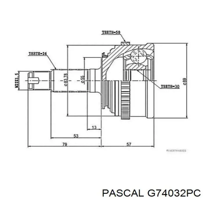 ШРКШ внутрішній, передній, лівий G74032PC Pascal