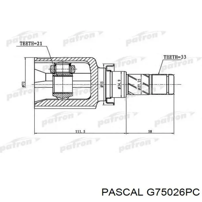 ШРКШ внутрішній, передній Pascal G75026PC ціна, від 29.46 USD