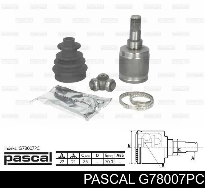 Шарнір кутових швидкостей передній лівий Pascal G78007PC ціна, від 23.48 USD