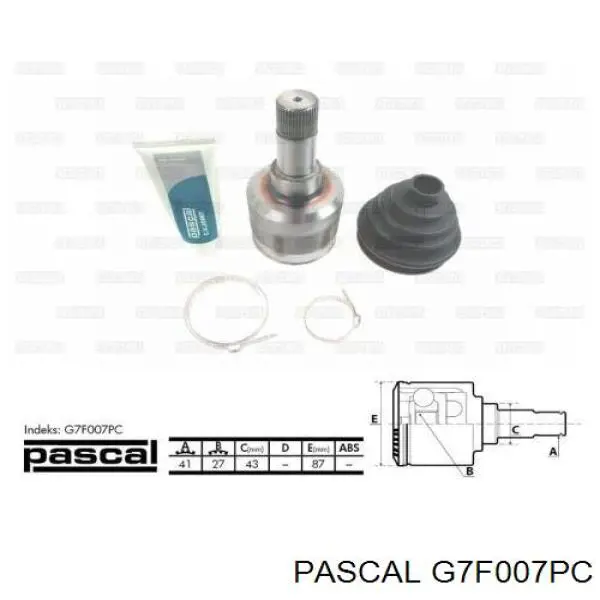 Шарнір кутових швидкостей передній лівий Pascal G7F007PC ціна, від 37.25 USD